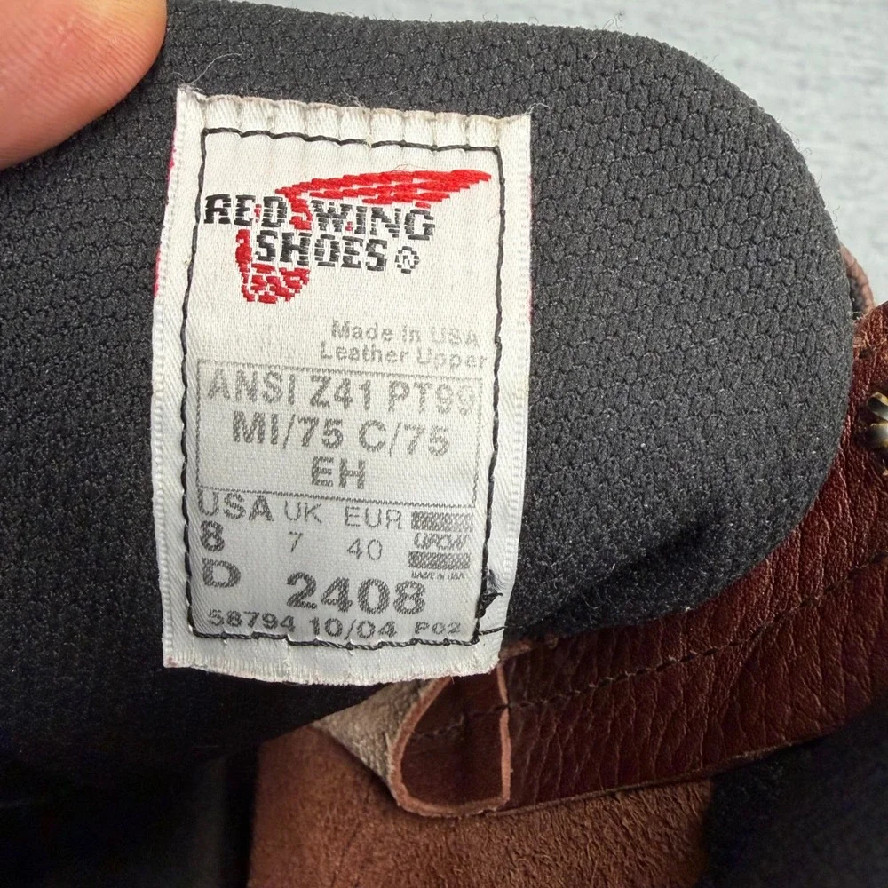Red Wing Work Boots Mens 8 D Brown 2408 Steel Toe EH Leather 8